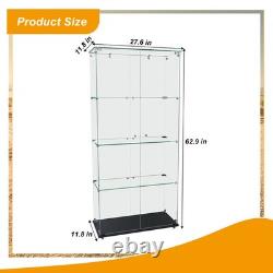 4-Tier Tempered Glass Display Case Curio Storage Cabinet with5 Dynamic LED Modes
