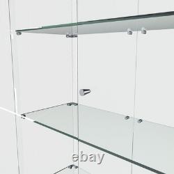 4-Tier Tempered Glass Display Case Curio Storage Cabinet with5 Dynamic LED Modes