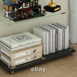 4-Tier Tempered Glass Display Case Curio Storage Cabinet with5 Dynamic LED Modes