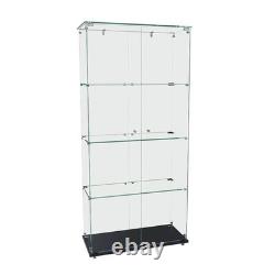 4-Tier Tempered Glass Display Case Curio Storage Cabinet with5 Dynamic LED Modes