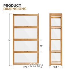 4 Tiers Wooden Acrylic Display Case Toys Figure Book Shelf 55 Compartment Boxes
