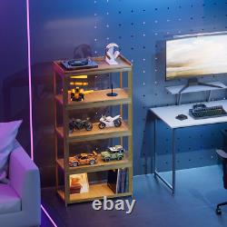 4 Tiers Wooden Acrylic Display Case Toys Figure Book Shelf 55 Compartment Boxes