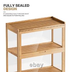 4 Tiers Wooden Acrylic Display Case Toys Figure Book Shelf 55 Compartment Boxes