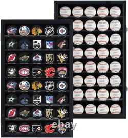 40 Hockey Puck Display Case Cabinet Holder Rack Baseball Display Case Ball Cubes