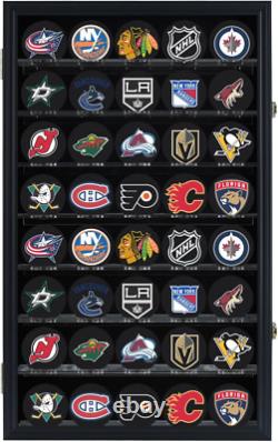 40 Hockey Puck Display Case Cabinet Holder Rack Baseball Display Case Ball Cubes
