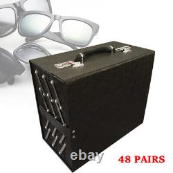 48 Pairs Foldable Sunglasses Eyewear Eyeglasses Display Case Storage Suitcase