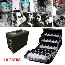 48 Pairs Sunglass Storage Case Suitcase 48 Slot Eyeglasses Display Organizer Box