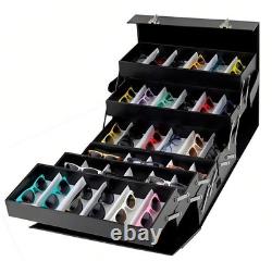 48 Pairs Sunglasses Display Case Foldable Storage Organizer with Password Lock