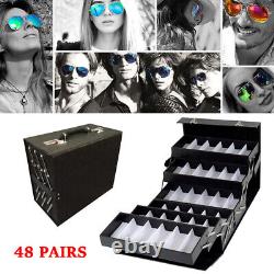 48 Slot Sunglass Storage Box Eyeglasses Display Holder Organizer Case Luxurious