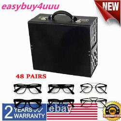 48 Slot Sunglasses Storage Case Black Eyeglasses Display Box Organizer 8 Drawers