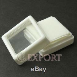 480pcs White Square Storage Cases Glass Top Gemstone Display Boxes