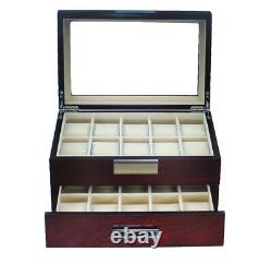 5 10 20 Slot Wrist Watch Oak Wood Storage Display Box Case Chest Cabinet Drawers