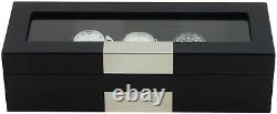 5 Ebony Wood Watch Box Display Case Storage Jewelry Organizer with Glass Top New