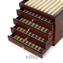 5-Layer 50 Pens Large Wooden Box Fountain Pen Display Storage Wood Case TOP