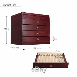 5 Layer Large Wooden Box Fountain Pen Display Storage Wood Case 50 Pens USA