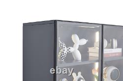 5-Shelf 2 Doors Metal Glass Display Storage Curio Cabinet Bookshelf Trophy Case