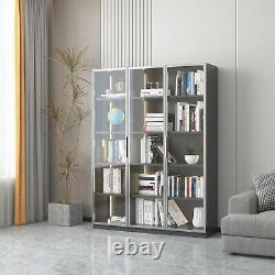 5-Shelf 2 Doors Metal Glass Display Storage Curio Cabinet Bookshelf Trophy Case