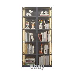 5-Shelf 2 Doors Metal Glass Display Storage Curio Cabinet Bookshelf Trophy Case