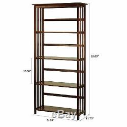 5 Shelf Book Case in Solid Wood Living Room Home Open Display Storage Furniture