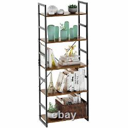 5-Tier Bookshelf Organizer Bookcase Leaning Wall Shelving Storage Display Rack