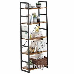 5-Tier Bookshelf Organizer Bookcase Leaning Wall Shelving Storage Display Rack