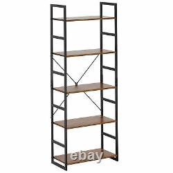 5-Tier Bookshelf Organizer Bookcase Leaning Wall Shelving Storage Display Rack