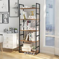 5-Tier Bookshelf Organizer Bookcase Leaning Wall Shelving Storage Display Rack