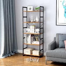 5-Tier Bookshelf Organizer Bookcase Leaning Wall Shelving Storage Display Rack