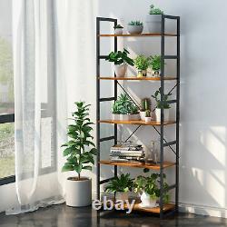 5-Tier Bookshelf Organizer Bookcase Leaning Wall Shelving Storage Display Rack