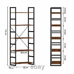 5-Tier Bookshelf Organizer Bookcase Leaning Wall Shelving Storage Display Rack