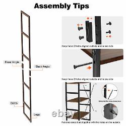 5-Tier Bookshelf Organizer Bookcase Leaning Wall Shelving Storage Display Rack