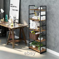 5-Tier Bookshelf Organizer Bookcase Leaning Wall Shelving Storage Display Rack