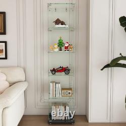 5-Tier Tempered Glass Display Case Curio Storage Cabinet Bookshelf for Home