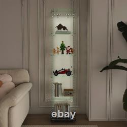 5-Tier Tempered Glass Display Case Curio Storage Cabinet Bookshelf for Home