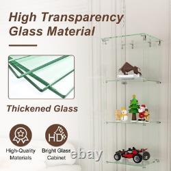 5-Tier Tempered Glass Display Case Curio Storage Cabinet Bookshelf for Home