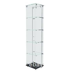 5-Tier Tempered Glass Display Case Curio Storage Cabinet Bookshelf for Home