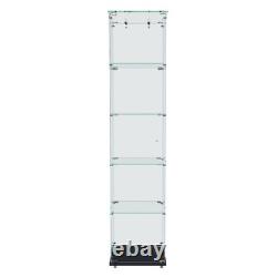 5-Tier Tempered Glass Display Case Curio Storage Cabinet Bookshelf for Home