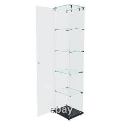 5-Tier Tempered Glass Display Case Curio Storage Cabinet Bookshelf for Home