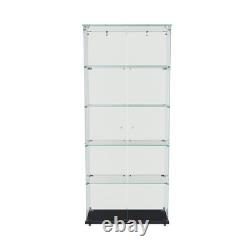 5-Tier Tempered Glass Display Case Curio Storage Cabinet with5 Dynamic LED Modes