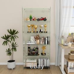 5-Tier Tempered Glass Display Case Curio Storage Cabinet with5 Dynamic LED Modes