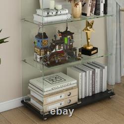 5-Tier Tempered Glass Display Case Curio Storage Cabinet with5 Dynamic LED Modes