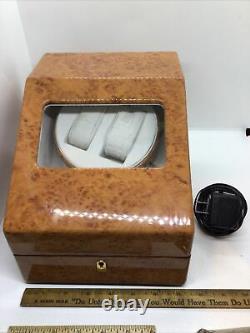 5 Watch Display Box Case Storage Electric Rotating Wood Grain 7.5 X 10