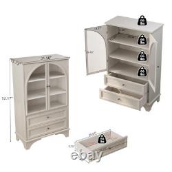 52 Tall Display Cabinet with Glass Doors, Glass Display Case Storage Cabinets