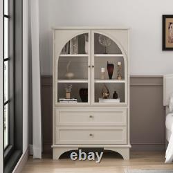 52 Tall Display Cabinet with Glass Doors, Glass Display Case Storage Cabinets