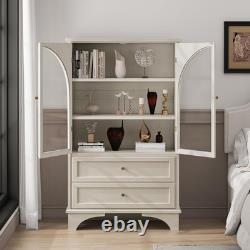 52 Tall Display Cabinet with Glass Doors, Glass Display Case Storage Cabinets