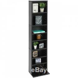 54 Inch Tall Narrow 8-Tier Media Storage Tower Bookcase Shelf Display Case Black