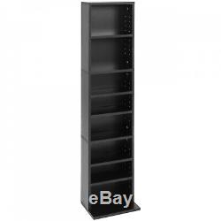 54 Inch Tall Narrow 8-Tier Media Storage Tower Bookcase Shelf Display Case Black