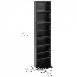 54 Inch Tall Narrow 8-Tier Media Storage Tower Bookcase Shelf Display Case Black