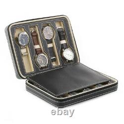 5X8 Grids Watch Display Storage Box Case Tray Zippered Travel Watch Collector C