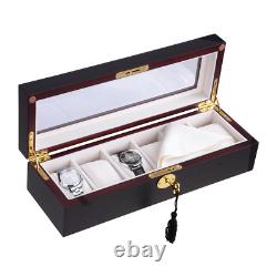 6 10 20 24 Watch Display Case Wooden Glass Top Jewelry Storage Organizer Box
